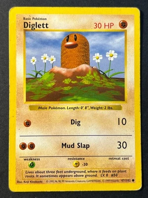 Diglett 47/102 Shadowless Base Set  - Pokemon Card WOTC MP - Image 1 of 4