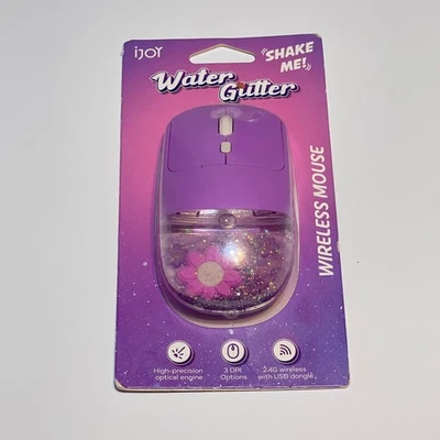 iJoy Water Glitter Wireless Mouse Purple 2.4G USB Shake Me New Sealed - Image 1 of 2