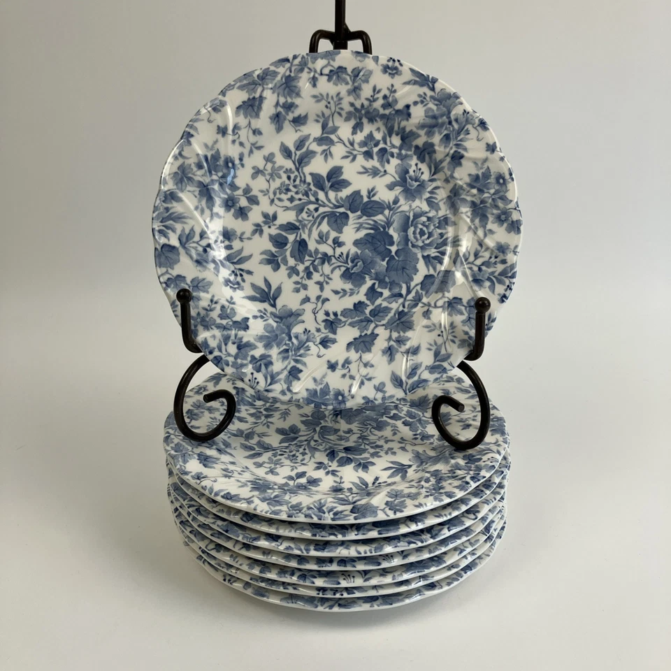 Nikko Blossom Time Tea Roses Blue Floral Set Of 8 Salad Plates 7 3/4" Japan - Image 1 of 3