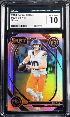BO NIX ROOKIE SILVER  2024 SELECT FOOTBALL BRONCOS RC #221 CGC GEM MINT 10 - Image 1 of 2