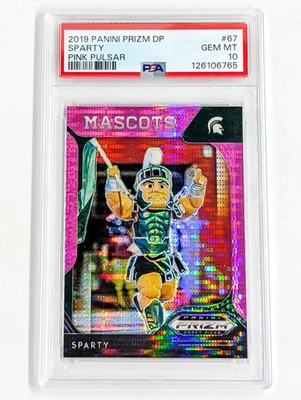 2019 Panini Prizm Draft Picks Mascots Pink Pulsar Prizm #67 Sparty PSA 10 - Image 1 of 2
