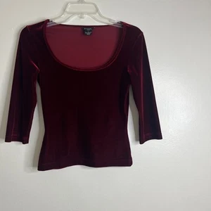 Vintage Guess Y2K 90er Top S Schwarz Rot Langarm Samt Mesh Gothic Romantisch - Bild 1 von 8