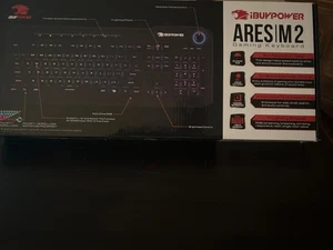 iBuyPower Ares M1 RGB Gaming Keyboard Spill Resistant Black Red Multimedia Keys - Picture 1 of 5