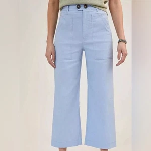 Anthropologie Maeve Colette Cropped Wide-Leg Light Blue Pants - Picture 1 of 9