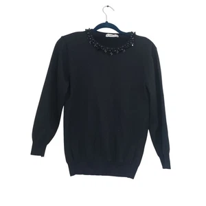 Suéter Zara Mujer Negro Tejido Talla XL Joyas Cuentas Metálico Brillante Fiesta Glamour - Imagen 1 de 8