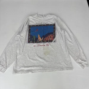 Vintage 80s GRAPHIC LONG SLEEVE Shirt Large Heather Grey A Chile Night Santa Fe - Bild 1 von 10