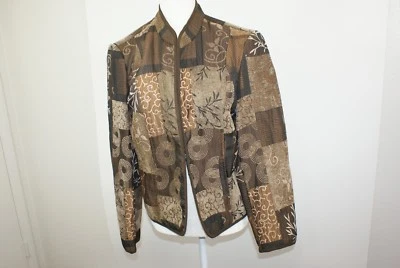 Chaqueta Mandarín Tapiz Frontal Abierto Marrón y Dorado Renaissance Para Mujer Talla Grande  Foto 1 de 4