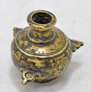 Antique Brass Ink Well Pot Original Old Hand Crafted Engraved - Picture 1 of 6