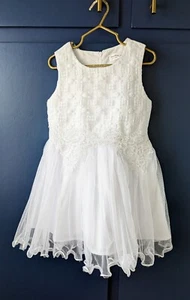 4T Girl Christening Dress Lace Baptism Dress flower girl - Picture 1 of 7