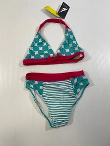 Nautica Girls Turquoise Printed Bow Detail UV Protection Swimsuit 2Pc Set 10 - Picture 1 of 6