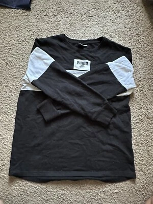 SUDADERA PUMA BLANCO Y NEGRO CUELLO REDONDO Jóvenes Niños XL X-Grande Talla 18-20. Nuevo con etiquetas Foto 1 de 4