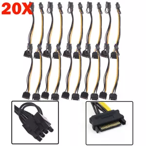 20PCS 15pin SATA Cable Male to 8pin(6+2) PCI-E Power Cable 20cm For Graphic - Picture 1 of 9