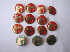 Vintage Pressed Metal Horse Head Buttons 11 Red 3 Green