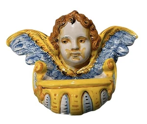Cherub Wandtasche Coterie Dolfi italienische handbemalte Skulptur 11,5 Zoll RAR - Bild 1 von 8