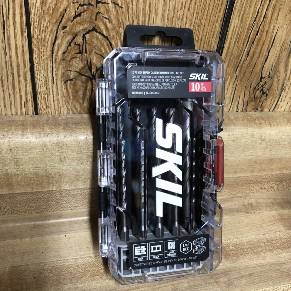 SKIL 10 Piece Hex Shank Carbide Hammer Drill Bit Set MDB5000 Concrete Brick