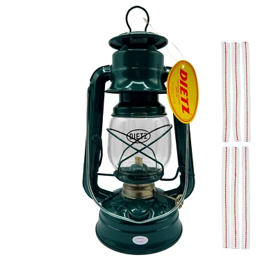 LOM - Linterna de aceite verde original Dietz #76 con tiras de mecha de 1/2" Foto 1 de 4