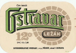1b CZECH REPUBLIC BEER LABEL OSTRAVAR LEZAK 12° SEVEROMORAVSKE PIVOVARY OSTRAVA - Picture 1 of 1