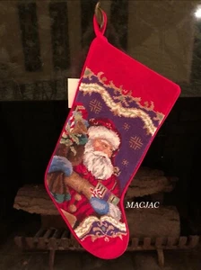 Peking Handarbeit Weihnachten Santa Nadelspitze Strumpf Neu mit Etikett - Bild 1 von 1