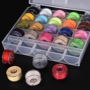 25 Pcs Bobbins Sewing Machine Spools Box Case with Sewing Thread Machine Hand - Picture 1 of 9