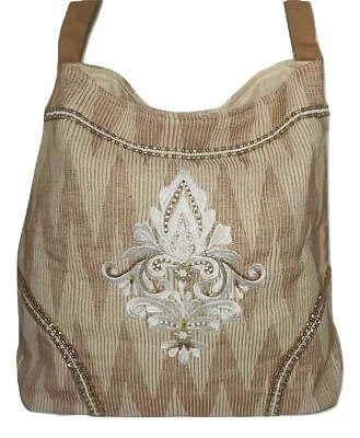 BOLSO DE HOMBRO SCULLY MUJER CANTINA TEJIDO ALGODÓN GRANDE CON CUENTAS NATURAL Foto 1 de 4