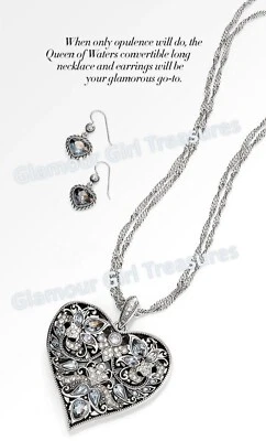 Collar y pendientes Brighton Queen of Waters grandes reversibles con corazón de cristal Foto 1 de 4