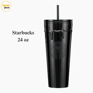 STARBUCKS Halloween Black SLIME Bicchiere Gocce Ossidiana Trasuda Tazza Fredda 24 oz NUOVO - Foto 1 di 2