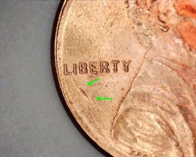2015 Denver Lincoln Penny - Small Cud / Die Break on Obverse by Liberty - Image 1 of 3