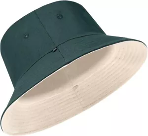 Oversize XXL Bucket Hat, Reversible Cotton Fisherman XX-Large, Green-beige - Picture 1 of 7