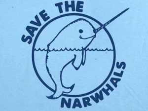  Brand New SAVE THE NARWHALES TSHIRT Vegan Vegetarian Mens Womens Kids SM-3XL - Picture 1 of 2