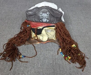 Latex Scary Pirate Half Mask Big Nose Moustache Bandana Skull Costume Halloween - Picture 1 of 3