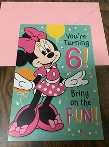 Happy 6th Birthday Minnie Mouse “6” Disney 5"x7" Hallmark Greeting Card - Picture 1 of 9