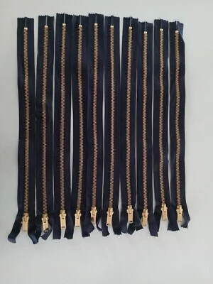 TALON EE. UU. CREMALLERA AZUL MARINO #9 LATÓN 20 PULGADAS SIN SEPARAR VINTAGE LOTE 10EA Foto 1 de 4