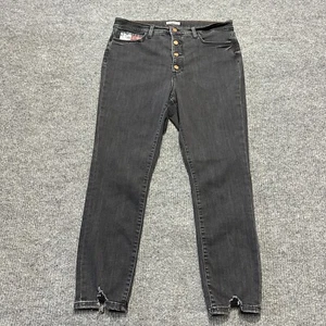 Tommy Jeans Womens High Rise Legging Size 16 W33 Black Denim Button Fly Jegging - Picture 1 of 9