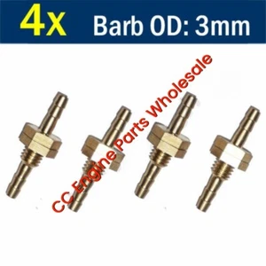 4X Brass 3/32" in 3mm Straight Bulkhead Fitting Hose Barb Tube Connector Adapter - Afbeelding 1 van 3