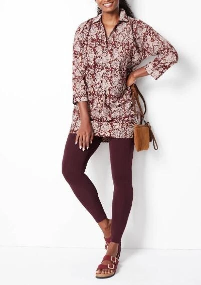 J. Jill Talla Grande Borgoña Pima Capri Leggings Elastizados Cintura Pantalones 2X Foto 1 de 4