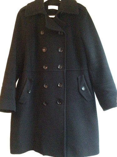 MICHAEL KORS LAMBWOOL CASHMERE BLEND BLACK DOUBLE BREASTED COAT LINED XL 16