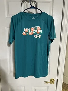 Under armour YXL shirt Teal blue/greenSWIM boys loose Youth logo UPF 50+ - Picture 1 of 3
