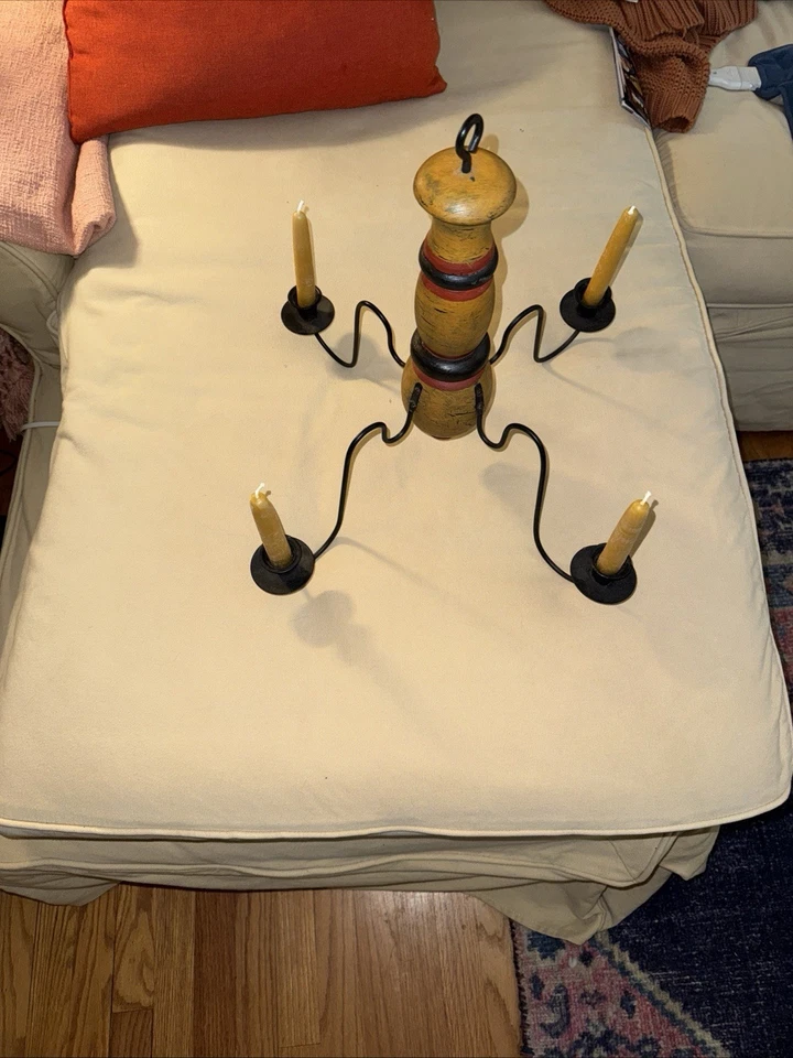 Primitive Reproduction Hanging Candle Chandelier  Farmhouse Decor - Image 1 of 4