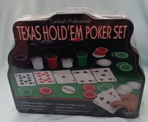 New Cardinal's Tournament Texas Hold'em Poker Set with Tin - Picture 1 of 5