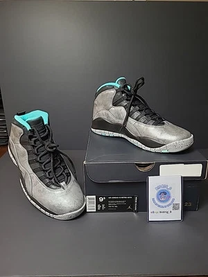 正品 Nike Air Jordan X10 RETRO 30TH 女士自由银色黑色绿色金色 9.5 — 第 1/4 张图片