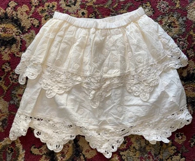 NUEVA Falda Peek Tana Marfil Natural Estilo Boho Bordado de Encaje Talla XL (10) Foto 1 de 4
