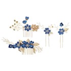4 Pcs Rhinestone Hair Comb Hair Piece For Bride Wedding Flower Faux Crystal
