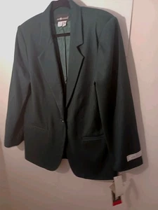 Sag Harbor Women's Hunter Green 100% Wool Vintage Pants Suit New Oldstock 14W - Picture 1 of 16