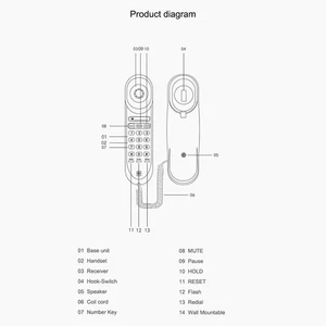 Reliable ABS Material Corded Phone with Mounting Options for Home Organization - Zdjęcie 1 z 5