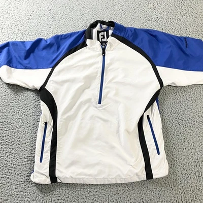 FootJoy Golf Pullover Jacket Mens Large White Blue Black Half Zip Windbreaker - Image 1 of 4