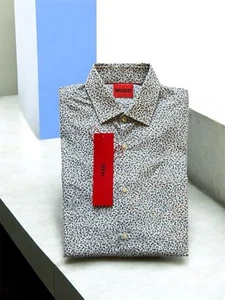 Hugo Boss Herren Kenno Slim Fit Blau/Weiß Blumendruck Baumwolle Hemd 38 15 - Bild 1 von 10