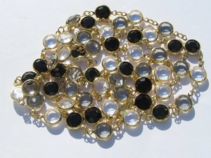 Vintage SWAROVSKI Multi Color CLEAR~BLACK~GRAY Crystal Bezel 36" Long Necklace - Picture 1 of 4