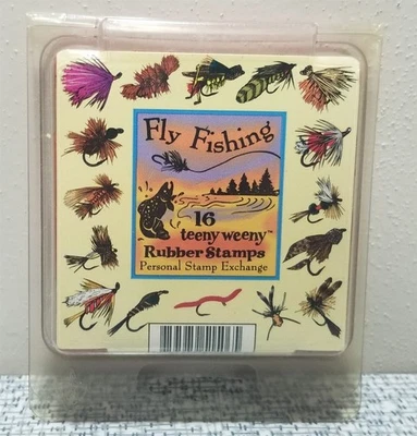 Vtg 1995 SET of 16 Stamp Exchange FLY FISHING Foam Mounted RUBBER STAMPS  - Image 1 of 4