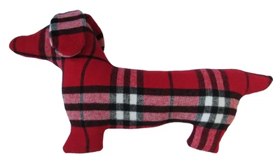 Almohada Martha Stewart Winter Pup roja a cuadros franela Dachshund perro Foto 1 de 4