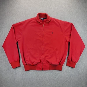 Polo Ralph Lauren Vintage Bomber Jacket 90’s Men's Large Red Preppy Wool Collar - Picture 1 of 10